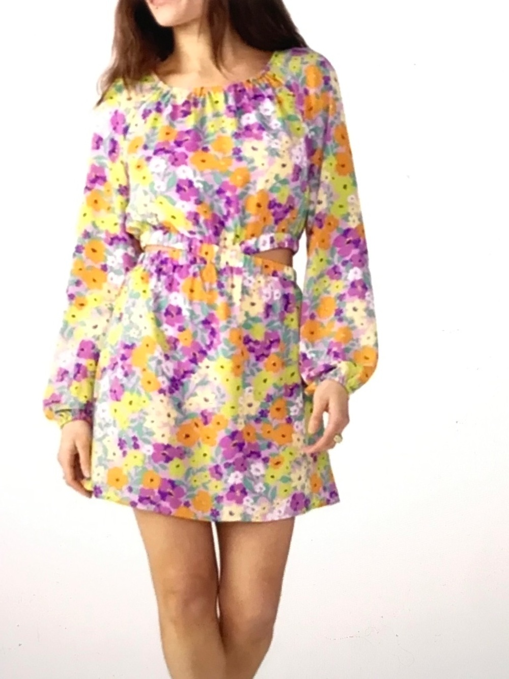 SANCTUARY Floral Chiffon Cut-Out Mini Dress Women’s Size Medium
